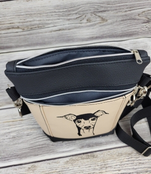 Gassitasche Hundetasche Greyhoud Windhund Leckerchentasche Leckerlibeutel Umhängetasche Gürteltasche bestickt