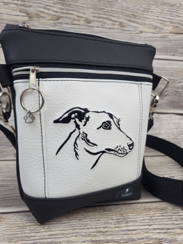 Gassitasche Hundetasche Whipped Windhund Leckerchentasche Leckerlibeutel Umhängetasche Gürteltasche bestickt